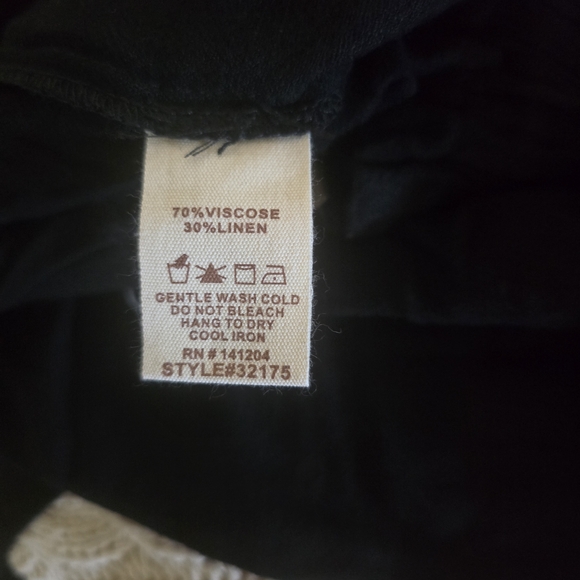 Hem & Thread Black Wide Leg Summer Pants Linen Blend High Waist Drawstring New M - Picture 4 of 4